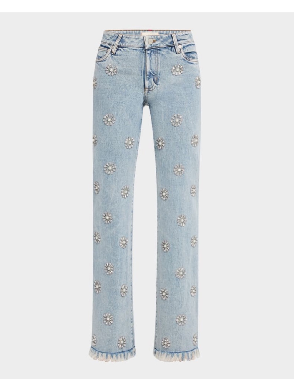 NWT SIZE 27- Alice + Olivia Light Blue Wide-Leg Jeweled Jeans 👖